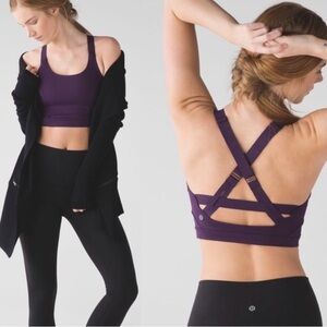 Lululemon Pure Practice Sports Workout Bra Top Purple Zinfandel (6)